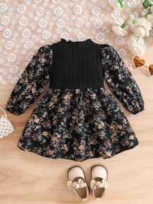 Emery Rose Kids Emery Rose Kids LUNE 碎花灯笼袖荷叶边下摆连衣裙 法式碎花 仙女裙 田园风 秋冬 - 黑色 - 查看 7