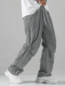 Manfinity Hypemode Men's Street Collegiate Style Pants, Fall - Grey - View 4