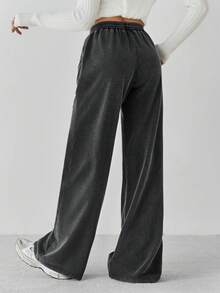 SHEIN Tall Quần thể thao rộng rãi cạp chun màu trơn cho nữ - màu đen - Xem 3