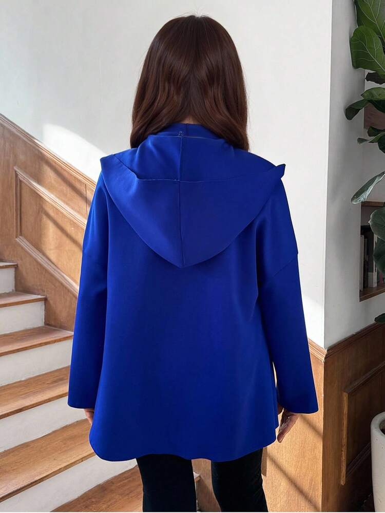 Chaqueta casual de manga larga regular con bolsillos y cremallera de color liso para mujer