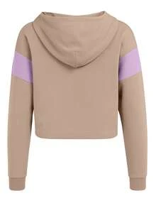 Trevi Blocked Cropped Women Hoodie Mocha Meringue-Viola - Beige - View 2