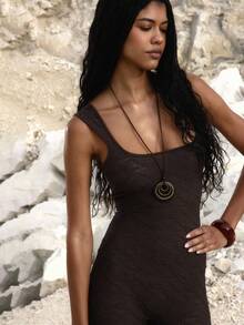 MUSERA Thick Strap Square Neck Fitted Lace Jumpsuit Unitard Night Out Occasion Birthday Elegant Fall Autumn Rapture Christmas Party Thanksgiving Chic