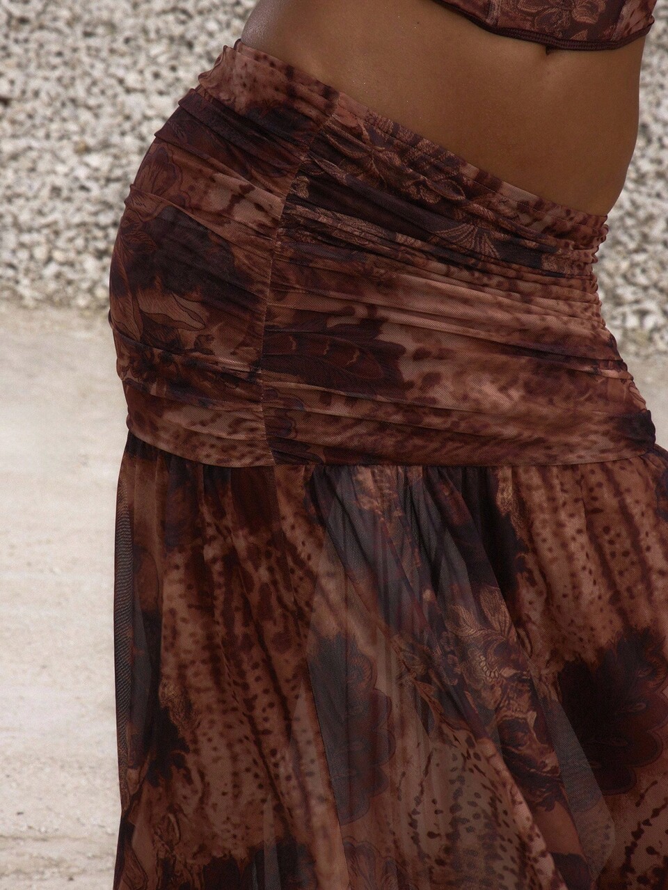 Ruched Side Asymmetric Split Floral Print Maxi Skirt Night Out Occasion Birthday Elegant Fall Autumn Rapture S Party Summer
