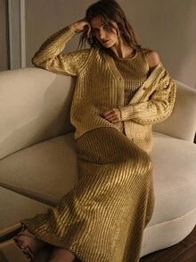 MOTF PREMIUM BUTTON UP V NECK CARDIGAN - Gold - View 4