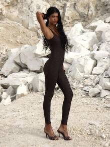 MUSERA Thick Strap Square Neck Fitted Lace Jumpsuit Unitard Night Out Occasion Birthday Elegant Fall Autumn Rapture Christmas Party Thanksgiving Chic