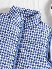 Teen Girl Casual Plaid Sleeveless Jacket, Autumn/Winter Fall - Multicolor - View 5