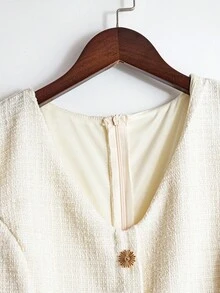 Franclia Gentle Elegant 2 In 1 Pleated A-Line Waist Dress Fall Cloth For Women - Apricot - View 4