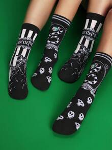 Beetlejuice X SHEIN 女士中筒袜 - 彩色 - 查看 11