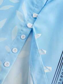 Manfinity RSRT Men Leaf Print Ombre Button Up Graphic Colorful Long Sleeve Americana Shirt For Work, Family Matching, Fall - Multicolor - View 3