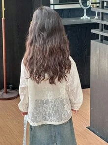 DAZY Young Girl Lace Hooded Korean Style Heavyweight Long Sleeve Sweatshirt Fall, Winter - White - View 2