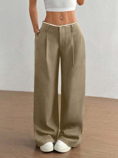 Flirla Women's Stylish Slimming Straight Leg Pants Fall Cloth For Women