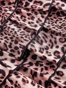 SHEIN MOD 大码女式豹纹多层蛋糕褶边蝴蝶结装饰时尚短裙 - 粉色 - 查看 4