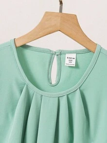 Váy ngày lễ màu trơn tay bồng bềnh dành cho bé gái tuổi teen - Màu xanh Bạc hà - Xem 3