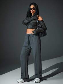 EURMUSE BRUSHED WINTER COZY PANTS FOR DAILY USAGE - Dark Grey - View 3