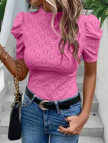 SHEIN LUNE Áo thun nữ Tranh thêu màu trơn Giải trí - Màu Hồng  Dưa hấu - Xem 7