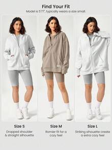 GLOWMODE Everyday Fleece Keep It Casual Unisex Long Sleeve Hoodie Jacket With Basic Pockets Daily Casual - Khaki - View 6