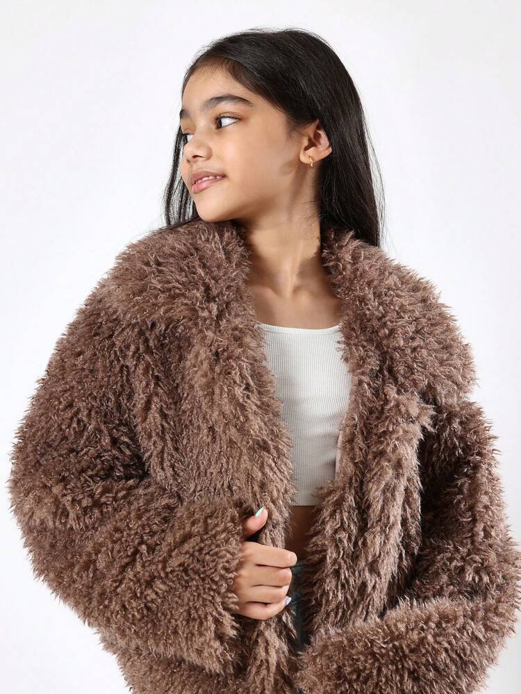 Oversized Teddy Bear Coat With Plush Shaggy Texture
