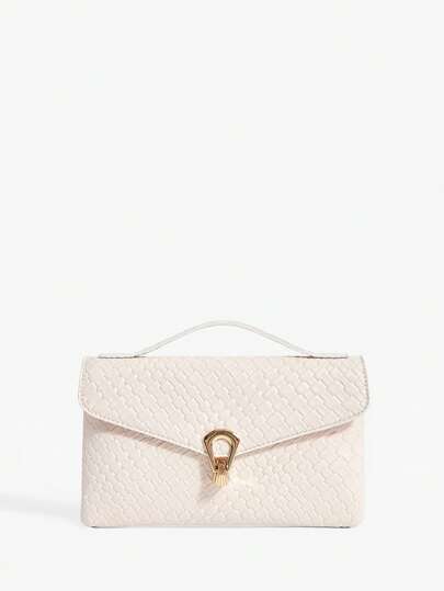 Maija Woven Fabric Twist Lock Decor Women's Handbag & Crossbody Bag