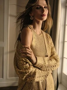 MOTF PREMIUM BUTTON UP V NECK CARDIGAN - Gold - View 2