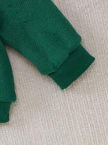 SHEIN 2pcs/Set Baby Boys Cute Bear Print Fleece Crew Neck Sweatshirt And Sweatpants Set, Autumn/Winter Fall - Olive Green - View 3