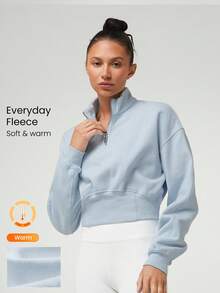 GLOWMODE Mỗi ngày Lông cừu Áo nịt ngực Hiệu ứng Dây kéo Quần skinny Ống cổ Áo nỉ Hằng ngày Đồ ngủ - Màu xanh nhạt - Xem 1