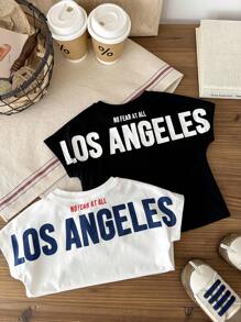 SHEIN 2pcs/Set Baby Boy Summer Casual Classic Solid Color & Big Letter Pattern Knit Short Sleeve T-Shirt Sets - Multicolor - View 8