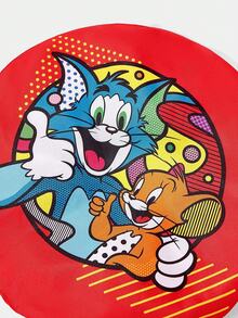 TOM & JERRY X SHEIN Cute Cartoon Pattern Fashionable Shower Cap, Red - Red - View 3