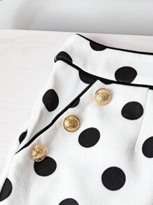 SHEIN Clasi Pantalones Cortos Impresos Para Mujer Con Lunares - Blanco y Negro - Ver 5