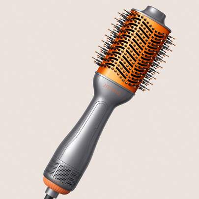 四合一多功能熱風造型梳，集熱風梳、吹風梳於一體，輕鬆打造沙龍級造型，吹風造型器，適用於吹乾、拉直、捲髮，打造蓬鬆秀發，內置護髮成分，令秀發亮澤柔順，快速吹乾，三檔溫度可調，不化妝、不打結、不纏住頭髮，適用於各種長度和類型的服裝。