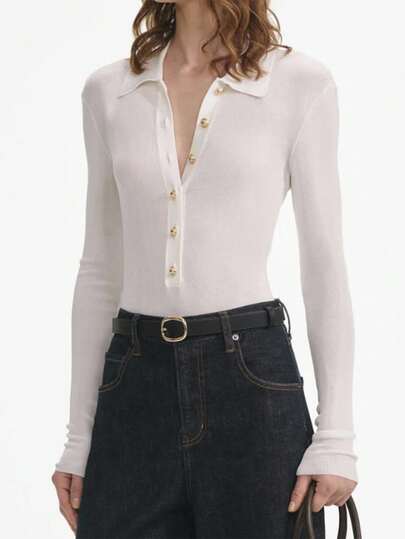 Modelyn Women's Fashion Sexy Shirt With Metal Decor Collar Paired With T-Shirt Collared Shirt Long Sleeve White Top Ribbed Collared Shirt White Button Down Shirt Women Collared Shirt,Fashionable, Casual, And Elegant Women's Autumn Clothing. Autumn Tops, Women's Shirts, Women's Corset Tops, Fashionable Back-To-Work And Back-To-School Shirts With Waist Cinching, Party, Birthday, And Evening Shirts, Women's Autumn Sweaters, Halloween Costumes, And Dress-Like Corset Tops Perfect For Moms.