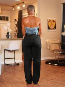 BamGleam 性感嘻哈女式直筒牛仔裤