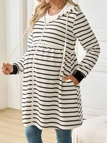 SHEIN Fall Clothes,Autumn Clothes,Maternity Autumn/Winter Maternity 3-In-1 Casual Maternity Hooded Long Sleeve Coat With Removable Insert, Insert, Loose Fit,Winter Coat