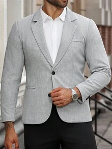 Manfinity Mode Men's Single-Breasted Business Casual Plus Size Blazer