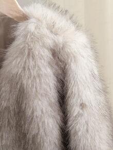 SHEIN Elladie kids Winter New Fashionable & Chic Girls Faux Fur Jacket, Tie Dye Fluffy High-End Short Thick Coat Fall - Apricot - View 4