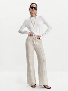 Lumivelle Old Money Fall Clothes Prefall Sweater All-Match Round Neck Casual Versatile Long Sleeve Knit Undershirt Women White Sweater - Beige - View 7