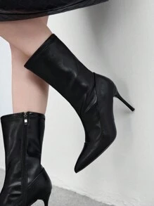 CUCCOO BIZCHIC Sexy Women's Boots, Black Pointed Toe High Heel Boots, Fashion & Warm Fluffy Boots - Black - View 1