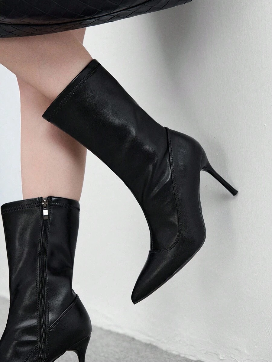 CUCCOO BIZCHIC Sexy Women's Boots, Black Pointed Toe High Heel Boots, Fashion & Warm Fluffy Boots - Black - View 1