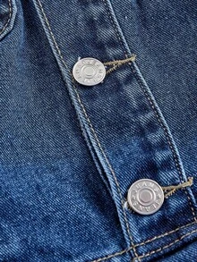 Sweetra 无袖牛仔纽扣连衣裙 - 深色水洗藍 - 查看 3