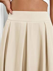 Firerie 女士米色高腰褶裙 - 卡其色 - 查看 2