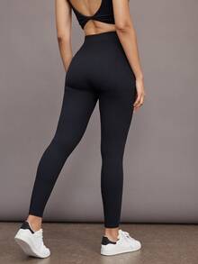 Activina Leggings sin costuras de cintura alta de unicolor para mujer - Negro - Ver 5