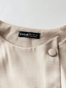 Franclia 女士纯色纽扣长袖连衣裙，通勤装，法式优雅，日常穿着，全白服装，适合大学秋季穿着。 - 白色 - 查看 5