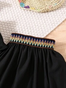 2pcs/Set Young Girl Ribbon Trim Halter Top And Skirt Set