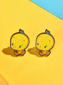 LOONEY TUNES X SHEIN Hoa văn hoạt hình Bông tai hợp kim mini dễ thương - Nhiều màu - Xem 1