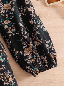 Emery Rose Kids Emery Rose Kids LUNE 碎花灯笼袖荷叶边下摆连衣裙 法式碎花 仙女裙 田园风 秋冬 - 黑色 - 查看 6