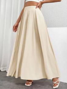 Firerie 女士米色高腰褶裙 - 卡其色 - 查看 3