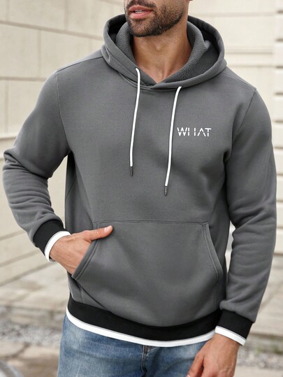 ResortEase Plus Size Men's Casual Long Sleeve Hoodie, Men's Hoodie Grey, Men's Sweatshirts With Hoods, Grey Hoodies For Men , Fall