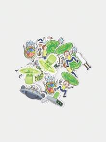 Rick and Morty X SHEIN 可爱卡通宇宙飞船战斗印花贴纸套装 - 彩色 - 查看 3