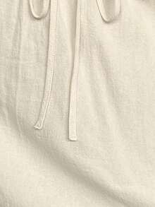 Zelara 加大码弹力腰荷叶边口袋裙 - 米色 - 查看 5