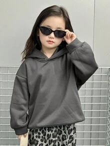 DAZY Young Girls Hooded Street Style Casual Korean Sweatshirt Graphic Hoodies Girls - Dark Grey - View 5