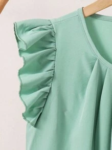 Váy ngày lễ màu trơn tay bồng bềnh dành cho bé gái tuổi teen - Màu xanh Bạc hà - Xem 4